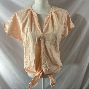 J. Crew Orange Short Sleeve Tie Front Blouse